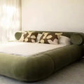 Modern Low Back Headboard Wind Wood Frame Bed - Green / 250 x 200 x 58 cm - Bedroom