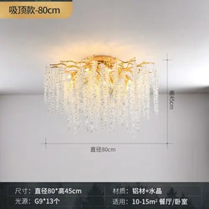 Modern Luxury Crystal Tassel Chandeliers - Round 80cm / 110V / Warm Light 3000k - Lamps