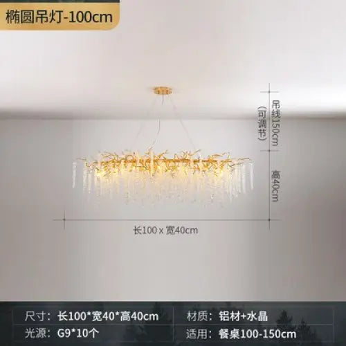 Modern Luxury Crystal Tassel Chandeliers - Long 100cm / 110V / Warm Light 3000k - Lamps