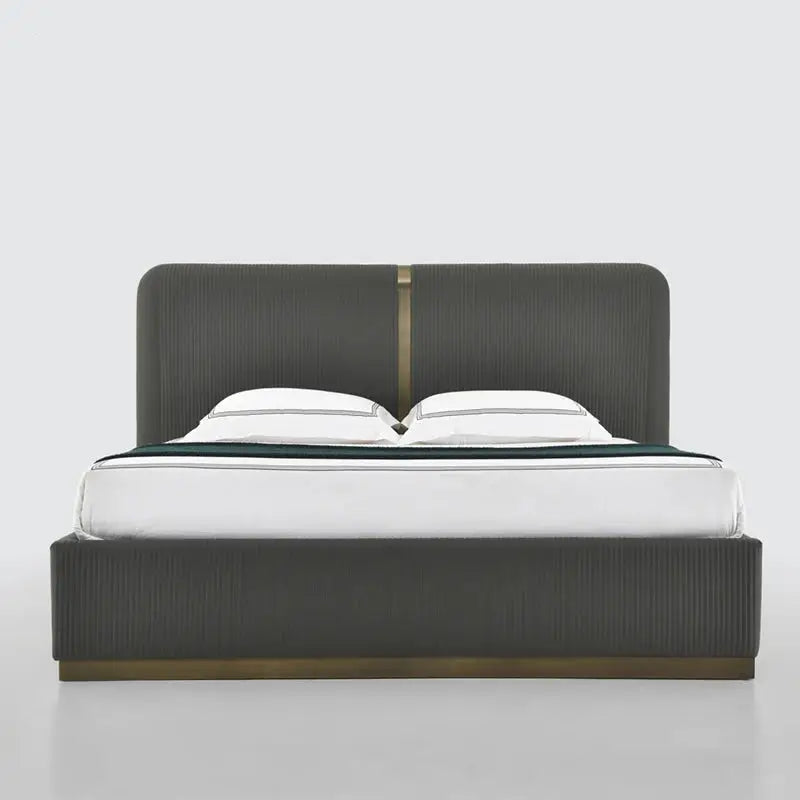 Modern Luxury Leather Double High End Bed Frame - Black / Queen - Bedroom