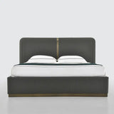Modern Luxury Leather Double High End Bed Frame - Black / Queen - Bedroom