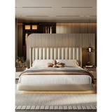 Modern Luxury PU Leather Light Storage Double Bed - Bedroom
