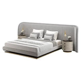 Modern Luxury Wood Crown Headboard Bed Frames - Bedroom