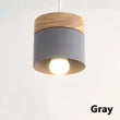 Modern Macaron Iron Wood Pendant Lamp - Gray / Without bulb - Pendant Lamp