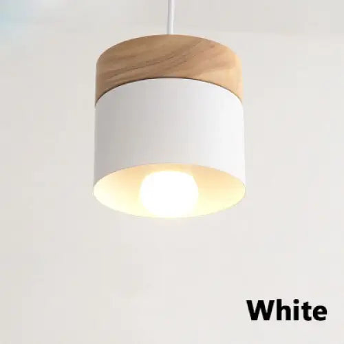 Modern Macaron Iron Wood Pendant Lamp - White / Without bulb - Pendant Lamp