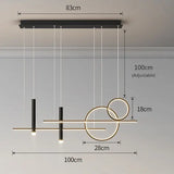 Modern Minimalist Chandelier Nordic LED Hanging Lamps - Black 100cm / Cold White - Lamps