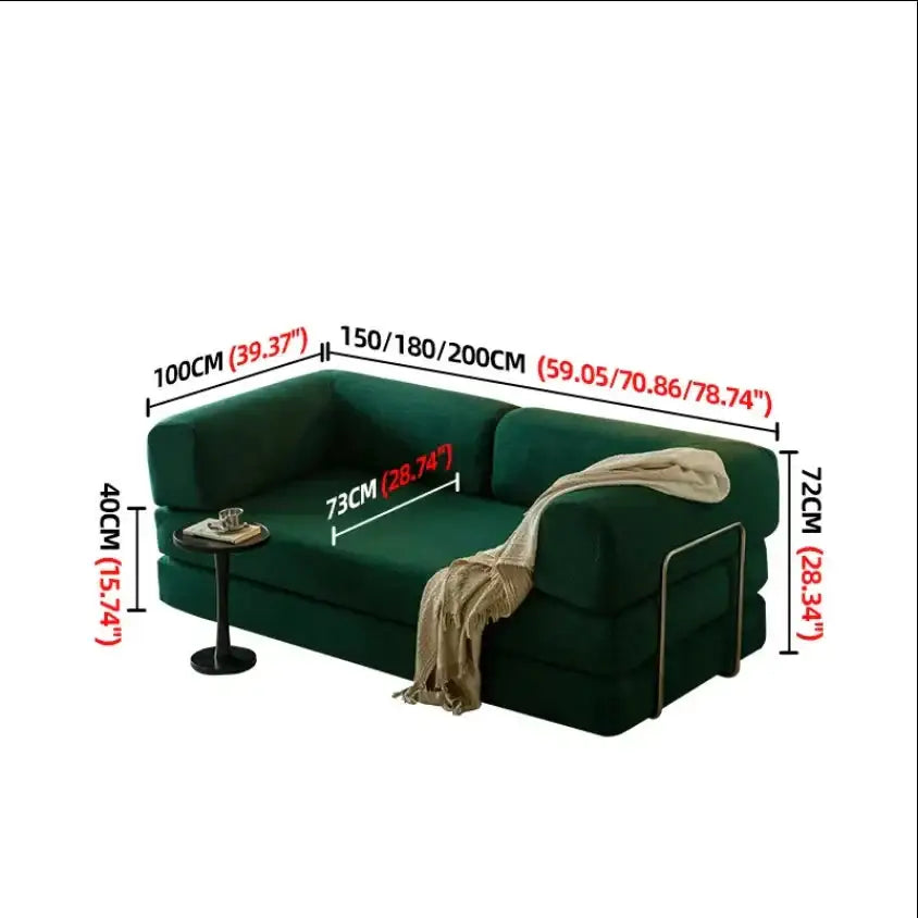 Modern Minimalist Corduroy Bed Compressed Sofa - Green / Two Seat - Compressed Sofa