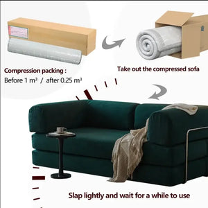 Modern Minimalist Corduroy Bed Compressed Sofa - Green / Two Seat - Compressed Sofa