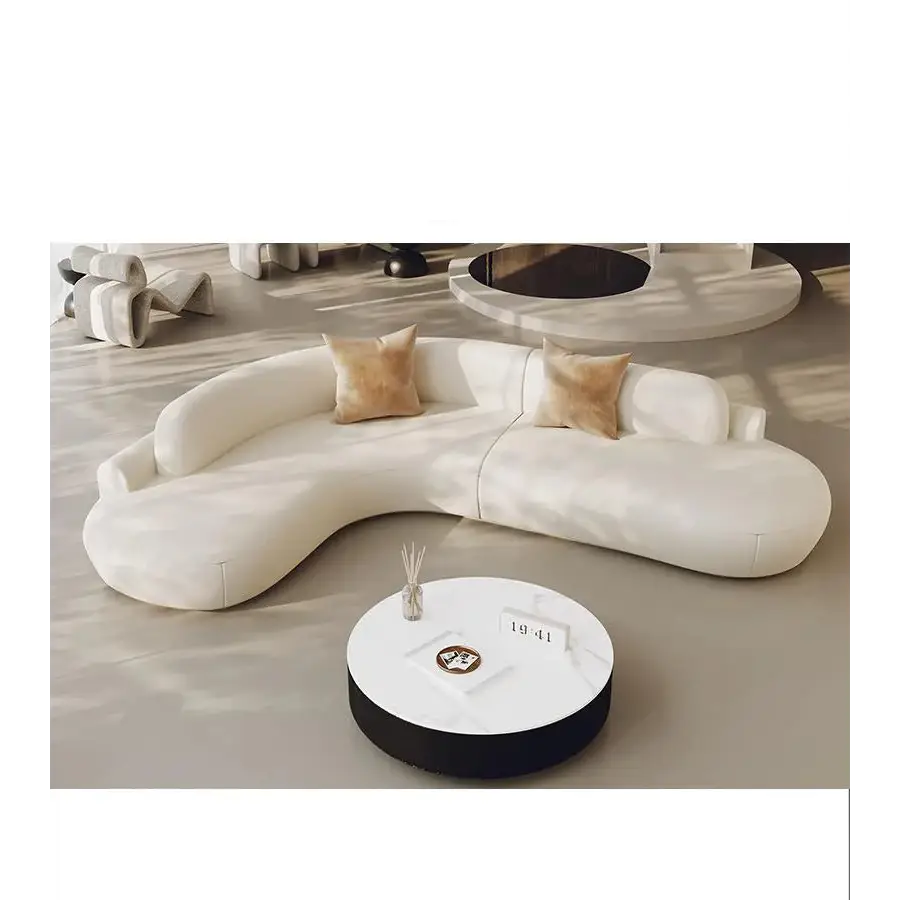 Modern Minimalist Curved Coffee Table Sofa Set - 160x240x70cm - Compressed Sofa