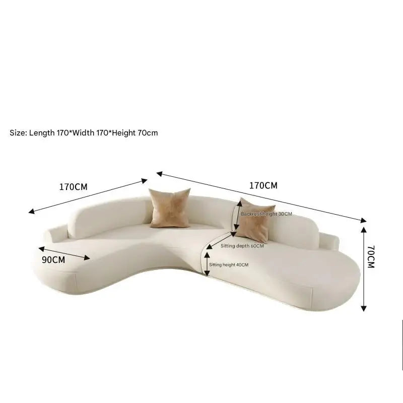 Modern Minimalist Curved Coffee Table Sofa Set - 170x170x70cm - Compressed Sofa