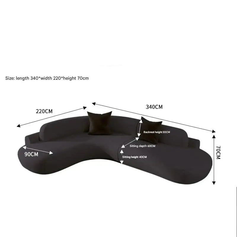 Modern Minimalist Curved Coffee Table Sofa Set - 220x340x70cm 1 - Compressed Sofa
