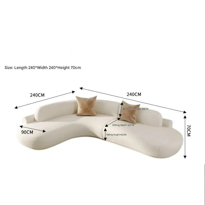 Modern Minimalist Curved Coffee Table Sofa Set - 240x240x70cm 1 - Compressed Sofa