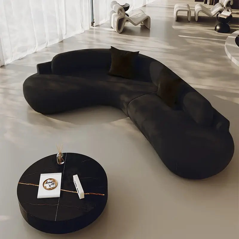 Modern Minimalist Curved Coffee Table Sofa Set - Compressed Sofa