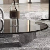 Modern Minimalist Round Glass Stainless Steel Coffee Table - Multifunctional coffee table
