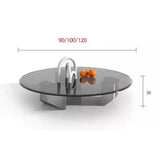 Modern Minimalist Round Glass Stainless Steel Coffee Table - Multifunctional coffee table