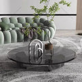 Modern Minimalist Round Glass Stainless Steel Coffee Table - Multifunctional coffee table