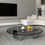 Modern Minimalist Round Glass Stainless Steel Coffee Table - Multifunctional coffee table