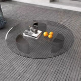 Modern Minimalist Round Glass Stainless Steel Coffee Table - 90X90X35CM - Multifunctional coffee table