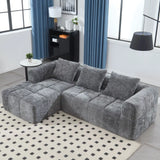Modern Modular L Shaped 3 Seater Chaise Lounge Sofa - Dark Grey - Compressed Sofa