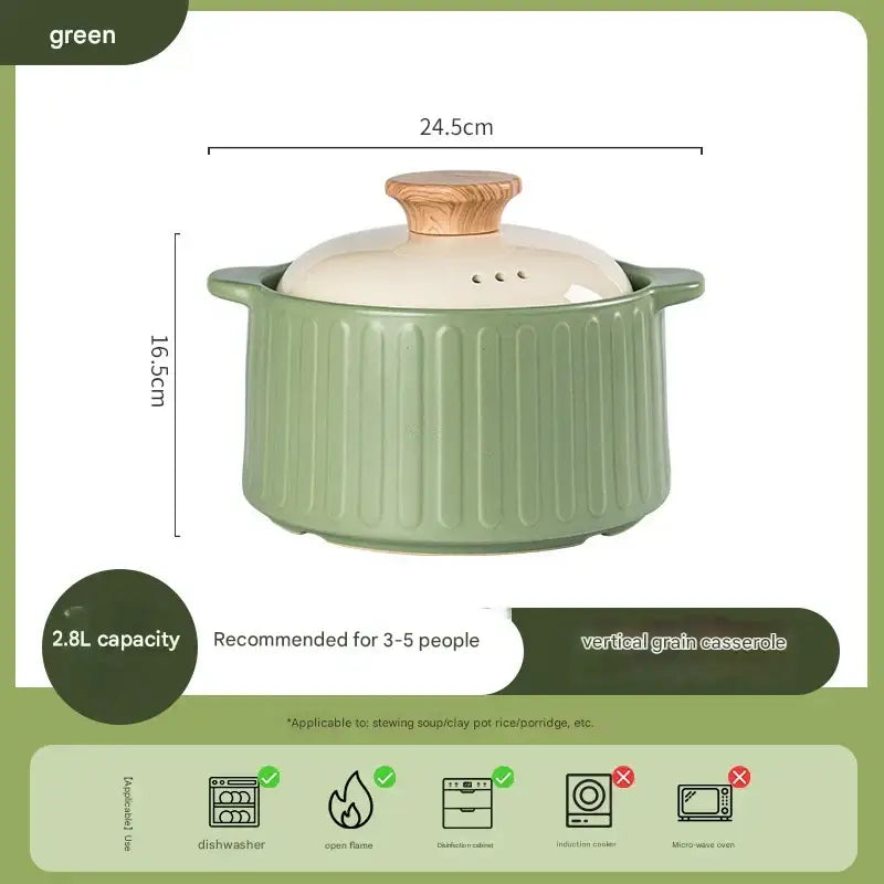 Modern Non Stick Ceramic Casserole Stew Pot - Green - 2.8L casserole - Cookware set