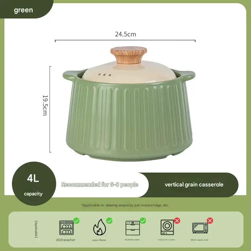 Modern Non Stick Ceramic Casserole Stew Pot - Green - 4L casserole - Cookware set
