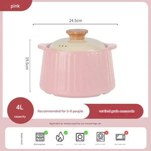 Modern Non Stick Ceramic Casserole Stew Pot - Pink - 4L casserole - Cookware set