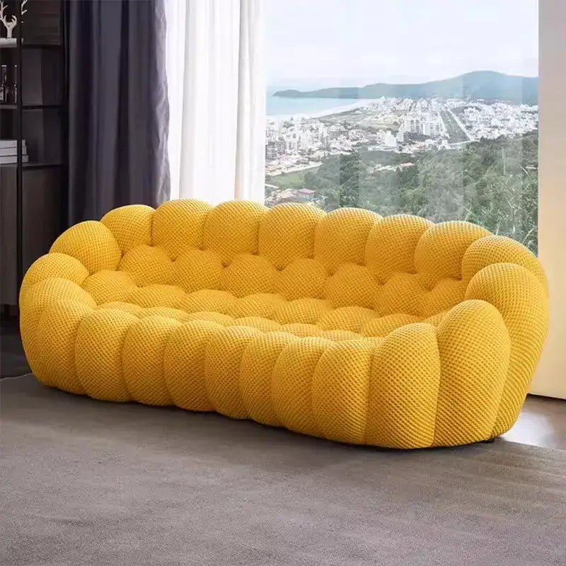 3 Seater Modern Nordic Bubble Compressed Sofa - Yellow - 240 x 106 x 75 CM - Compressed Sofa