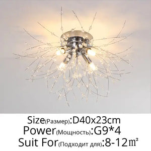 Modern Nordic Firefly Chandelier Lamp - Silver 4 heads / Cool white no remote - Lamps