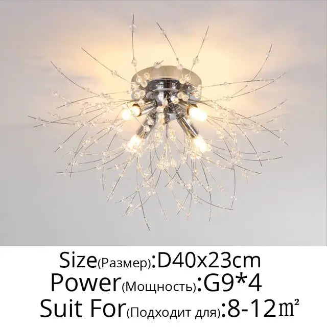 Modern Nordic Firefly Chandelier Lamp - Silver 4 heads / Cool white no remote - Lamps