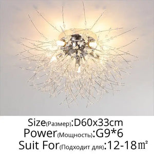 Modern Nordic Firefly Chandelier Lamp - Silver 6 heads / Cool white no remote - Lamps