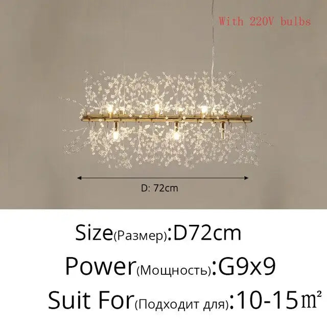 Modern Nordic Firefly Chandelier Lamp - Gold 9 heads / Cool white no remote - Lamps