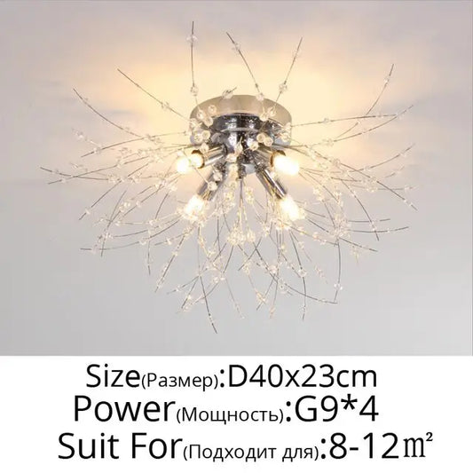 Modern Nordic Firefly Chandelier Lamp - Silver 4 heads / Cool white no remote - Lamps