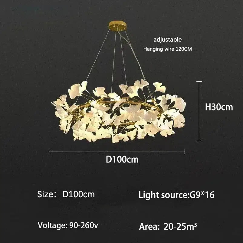 Modern Nordic Flower Leaf Chandelier Pendant Lamp - D100cm / Warm light 3000K - Ceiling Lamp