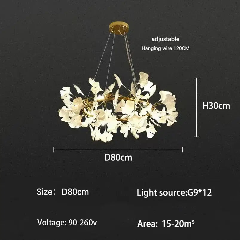Modern Nordic Flower Leaf Chandelier Pendant Lamp - D80cm / Warm light 3000K - Ceiling Lamp