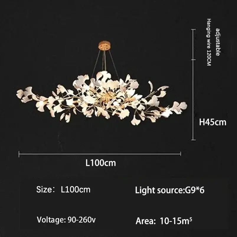 Modern Nordic Flower Leaf Chandelier Pendant Lamp - L100cm / Warm light 3000K - Ceiling Lamp
