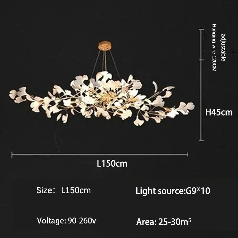 Modern Nordic Flower Leaf Chandelier Pendant Lamp - L150cm / Warm light 3000K - Ceiling Lamp