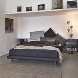 Modern Pillow Backrest Double Bed Wooden Frame - Dark Gray / Queen - Bedroom