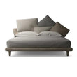 Modern Pillow Backrest Double Bed Wooden Frame - Dark Gray / Queen - Bedroom