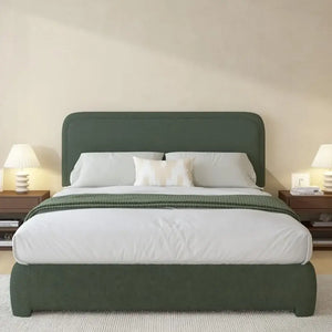 Modern Headboard Rounded Corners Frame Platform Bed - Home