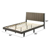 Modern Queen Weathered Upholstered Bed Frame - Brown - Bedroom