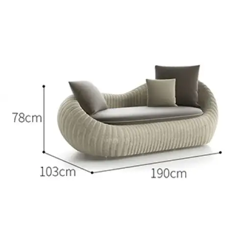 Modern rattan garden sofa set showing close up woven texture detail in brown all weather material