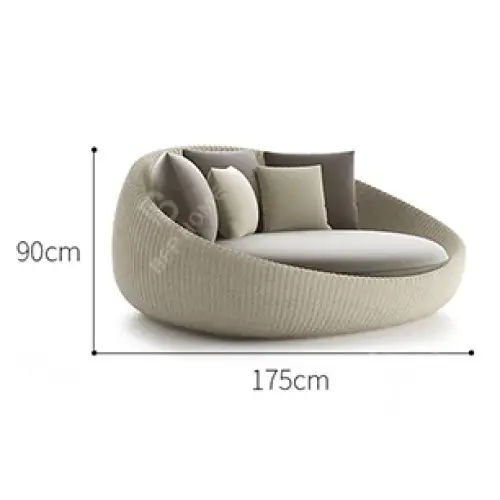 Modern rattan garden sofa set showing woven texture detail and weather resistant material construction in brown finish