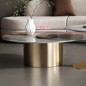 Modern Round Slab Top Metal Base Coffee Table Set - Coffee table - 90cm - Multifunctional coffee table