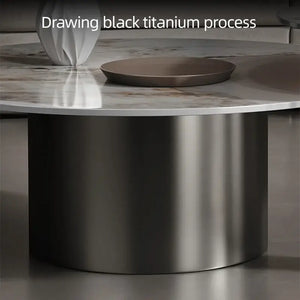 Modern Round Slab Top Metal Base Coffee Table Set - Multifunctional coffee table