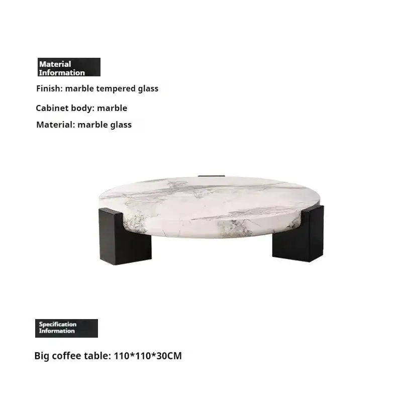 Modern Round Marble Top Legs Coffee Table - 110X110X30CM - Multifunctional coffee table