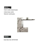 Modern Round Marble Top Legs Coffee Table - 50X50X44CM - Left Table - Multifunctional coffee table