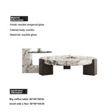 Modern Round Marble Top Legs Coffee Table - 80 x 50CM - Table + Left Table - Multifunctional coffee table