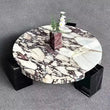 Modern Round Marble Top Legs Coffee Table - 80X80X30CM - Black Marble - Multifunctional coffee table