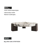 Modern Round Marble Top Legs Coffee Table - 90X90X30CM - Gray Marble - Multifunctional coffee table