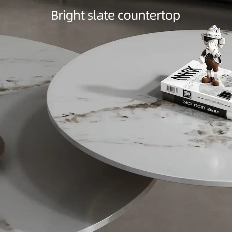 Modern Round Slab Top Metal Base Coffee Table Set - Multifunctional coffee table